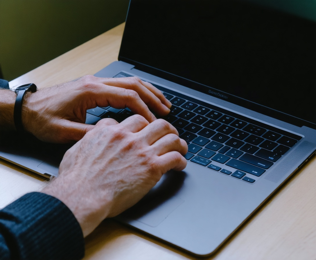 Detailaufnahme einer Kursteilnehmerin beim Programmieren eines KI-Modells